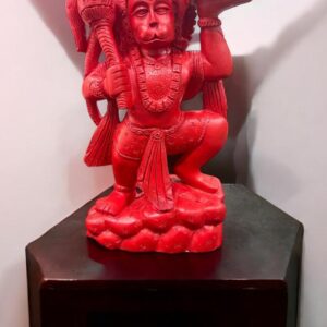 Red coral moonga hanuman statue