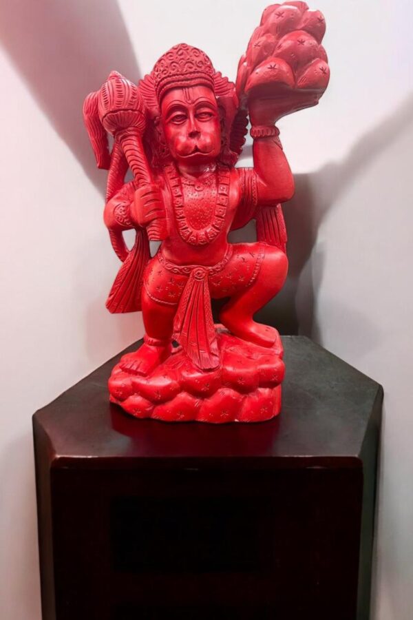 Red coral moonga hanuman statue