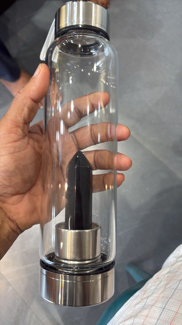 Black Tourmaline Stone in Bottle (With Cover)
